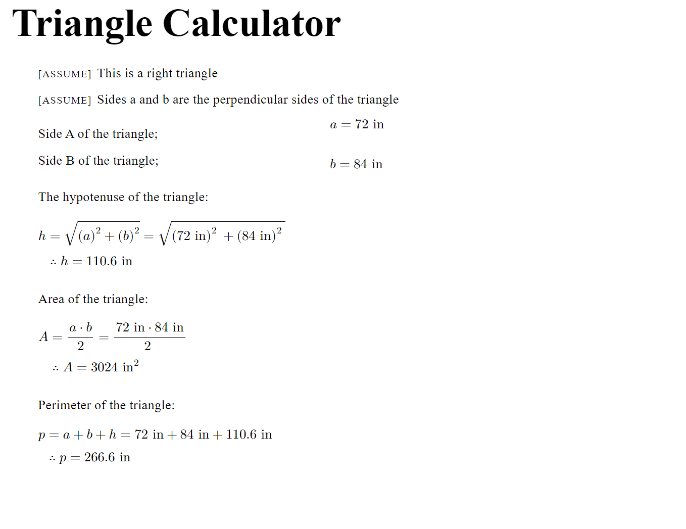 Calculation report in a new tab